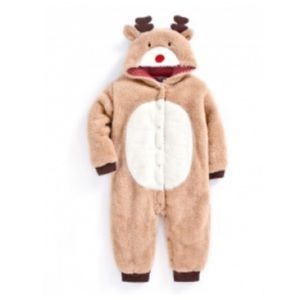 Jojo Maman Bebe infant reindeer Christmas onesie bunting costume 0-3 months